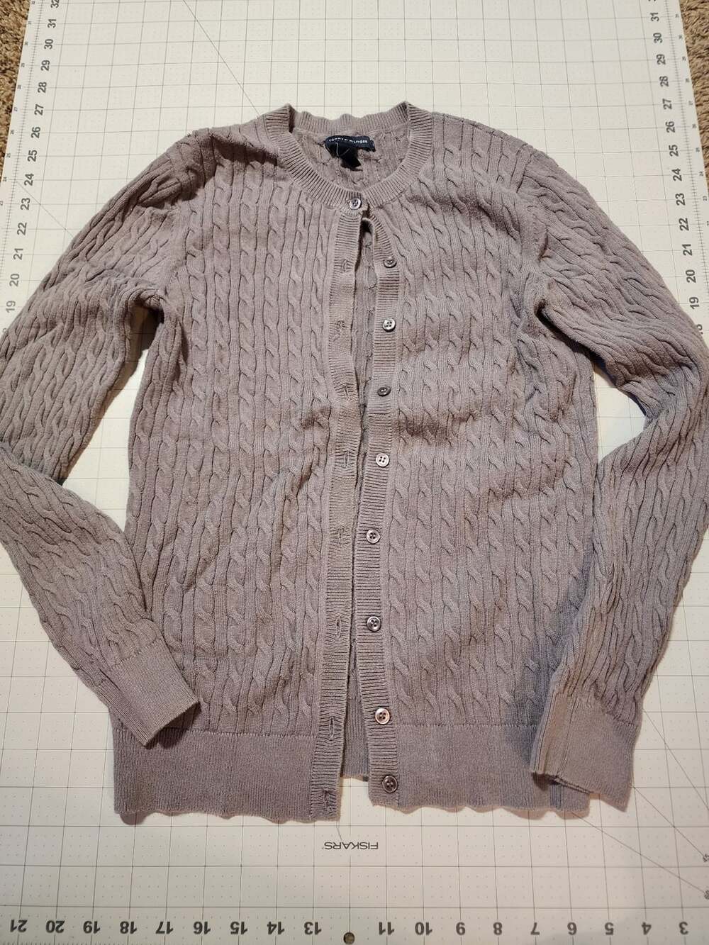 Tommy Hilfiger Cable Knit Cardigan Size M Taupe Button Up Sweater